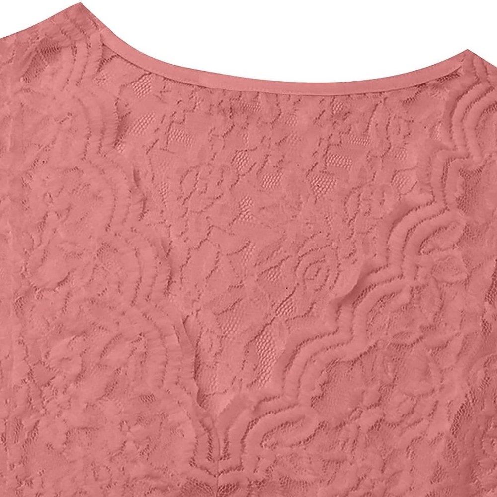 Pink Women Lace Sleeveless Pullover Tops,‎ Ladies Tank Tee Blouse T shirt - Picture 4 of 4